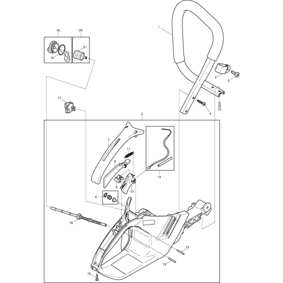 Handle and Body Assembly For Makita DCS7900-45 Chainsaw