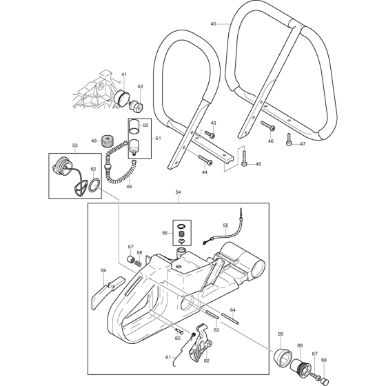 Body and Handle Assembly For Makita DCS9000-60 Chainsaw