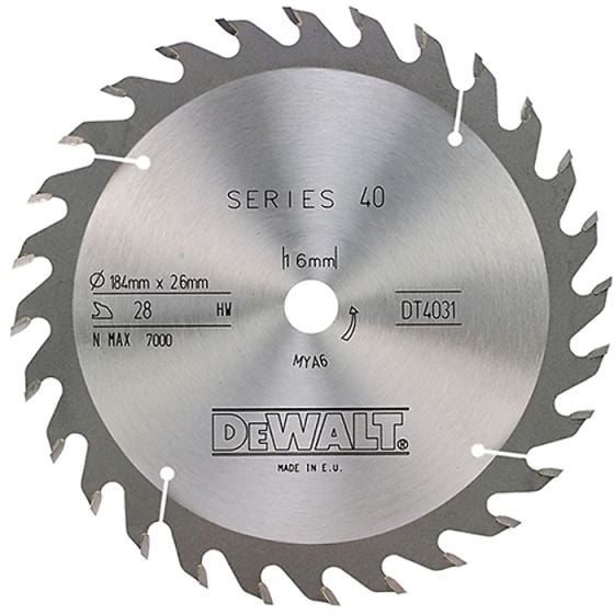 Circular Saw Blade 184 x 16mm x 28T Series 40 General Purpose by DEWALT - DT4031-QZ