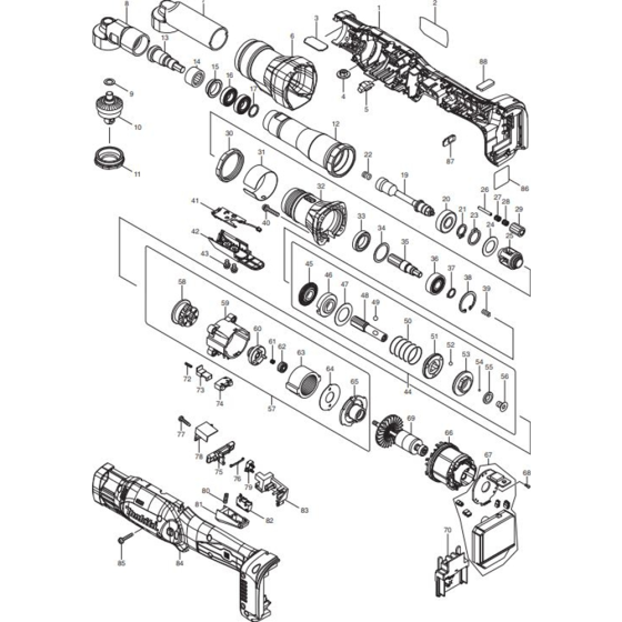 Main Assembly for Makita DFL651FZ Cordless Angle Socket Driver