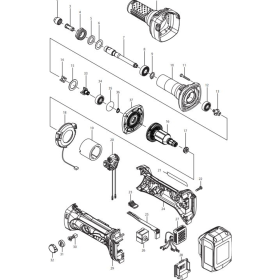 Main Assembly for Makita DGD800RMJ Cordless Die Grinders