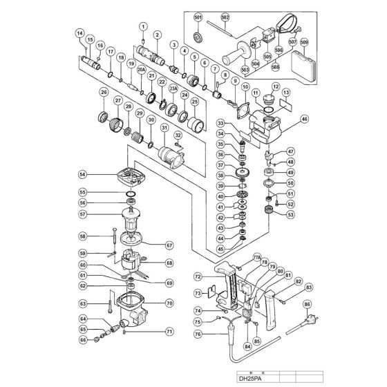 Main Assembly for Hikoki DH25PA Rotary Hammer Drill