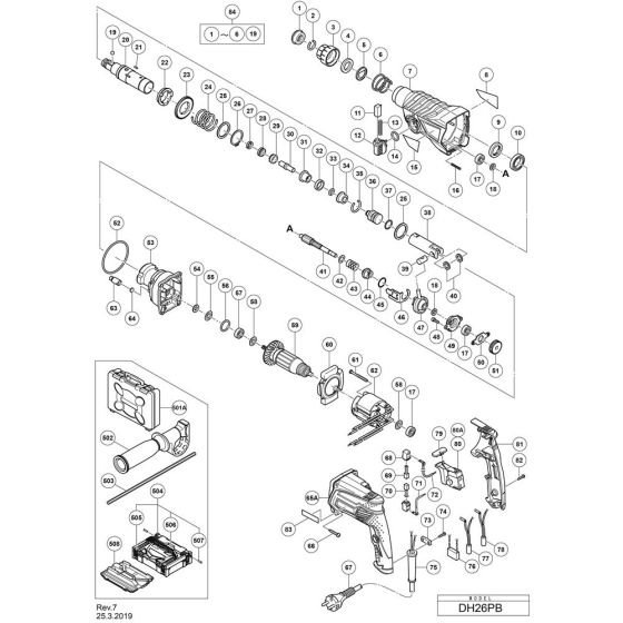 Main Assembly for Hikoki DH26PB Rotary Hammer Drill