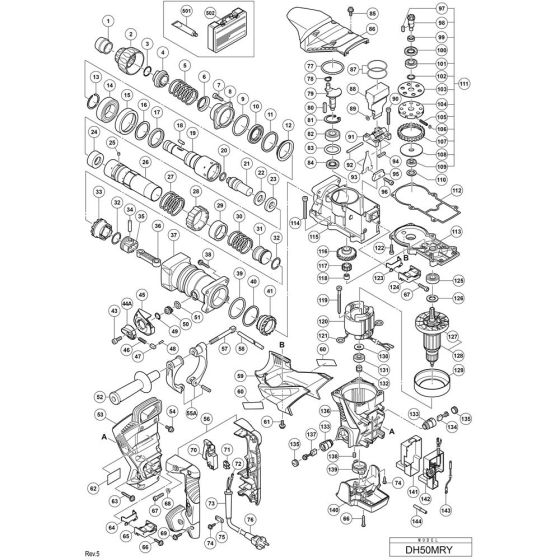 Main Assembly for Hikoki DH50MRY Hammer Drill