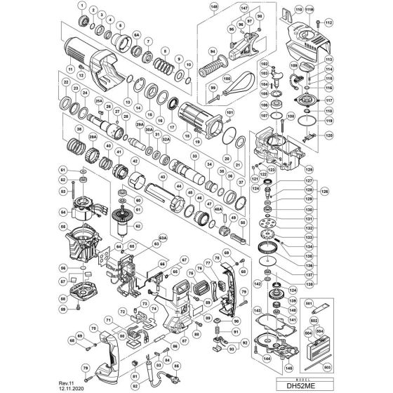 Main Assembly for Hikoki DH52ME Rotary Hammer