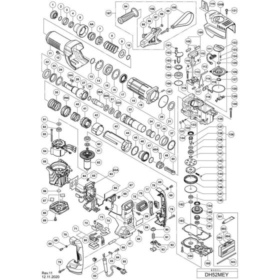 Main Assembly for Hikoki DH52MEY Rotary Hammer