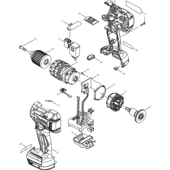 Main Assembly for Makita DHP480RMJ Cordless Hammer Driver Drills