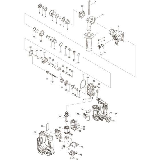 Main Assembly for Makita DHR171Z Cordless Rotary Hammer Drills
