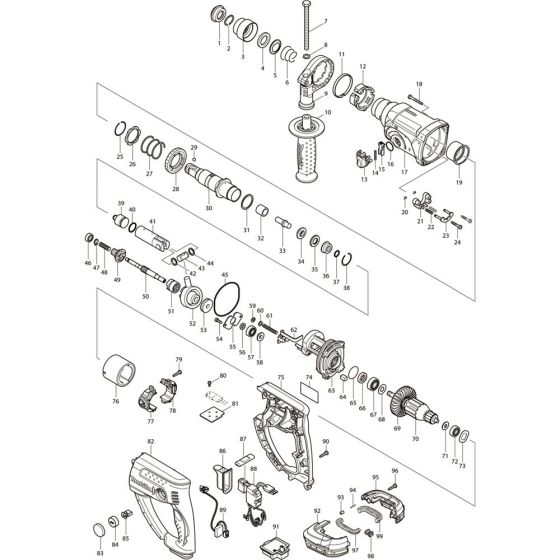 Main Assembly for Makita DHR202Z Cordless Combination Hammer Drills
