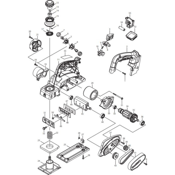 Main Assembly for Makita DKP180RFE Cordless Planers 