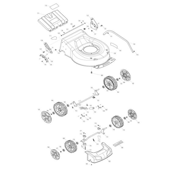 Deck & Wheel Assembly for Makita