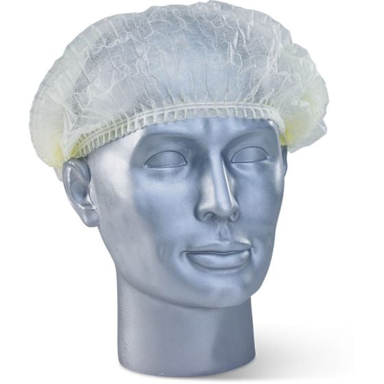 Disposable Mob Cap Fully Elasticated Soft Hair Net One Size Box 1000 Yellow