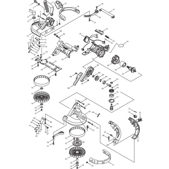 Main Assembly for Makita DPB180RME Cordless Portable Band Saw