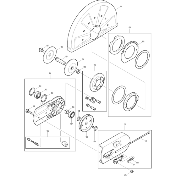 Disc Guard and Sprocket Assembly for Makita DPC6200 Disc Cutter