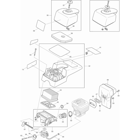 Air Filter and Cover Assembly for Makita DPC6400 Disc Cutter