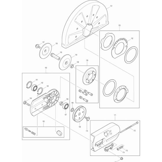 Disc Guard, Sprocket Cover Assembly for Makita DPC6400 Disc Cutter