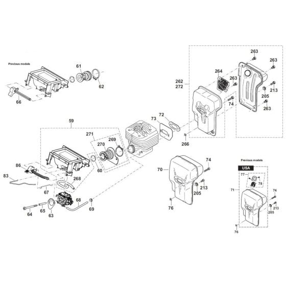 Muffler Assembly for Makita DPC6430 Disc Cutter