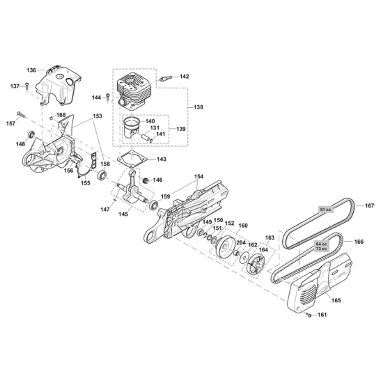 Cylinder, Crankshaft and Clutch Assembly for Makita DPC6430/MOD Disc Cutter