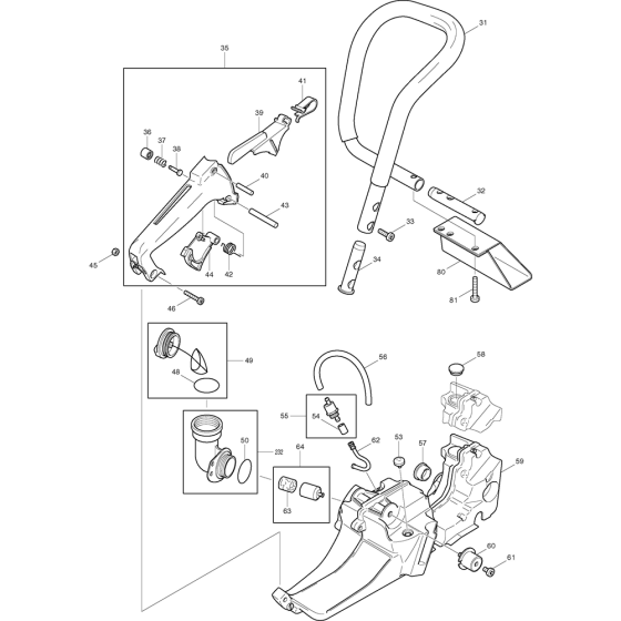 Handle and Tank Assembly for Makita DPC7000 Disc Cutter