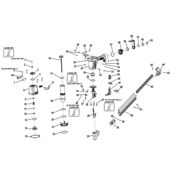 Main Assembly for DeWalt DPN250MCN Nailers