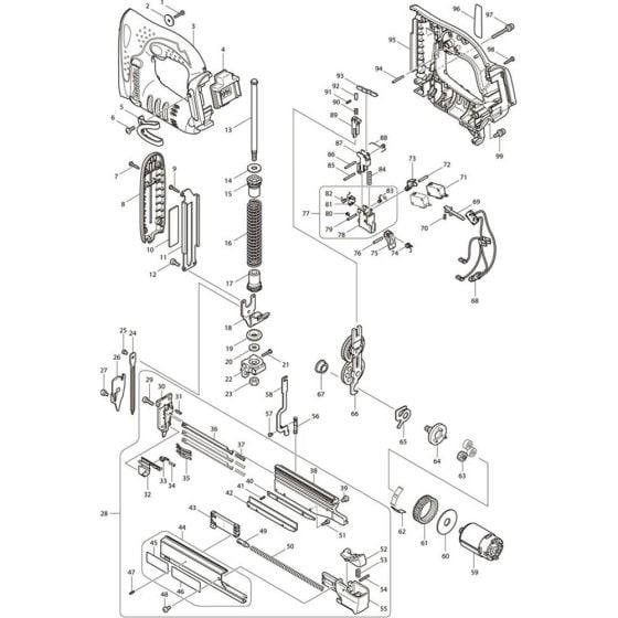 Main Assembly for Makita DPT350Z Pin Nail Guns
