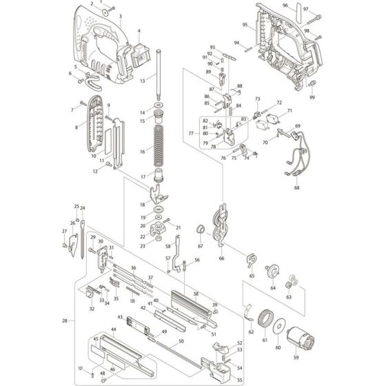 Main Assembly for Makita DPT351RFE Pin Nail Guns
