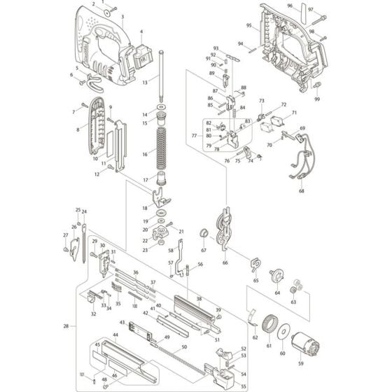 Main Assembly for Makita DPT351RMJ Pin Nail Guns
