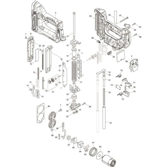 Main Assembly for Makita DPT353RTJ Pin Nail Guns
