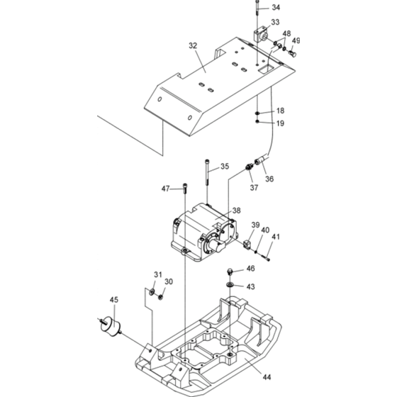 Vibratory Plate-1 Assembly for Wacker DPU2440F-5000007879 (Diesel-Crankstarter) Rev.101 Reversible Plate Compactor