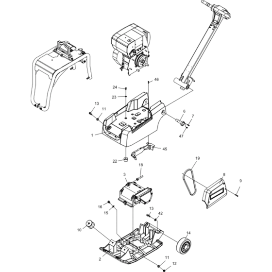 Vibratory Plate Assembly for Wacker DPU2540H-5000610035 (Diesel-Recoil Starter) Rev.108 Reversible Plate Compactor