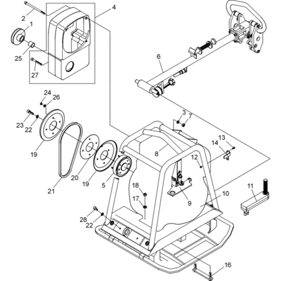 Vibratory Plate Assembly for Wacker DPU2870-5000007289 (Diesel-Crankstarter) Rev.100 Reversible Plate Compactor