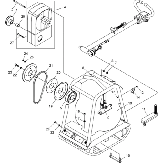 Vibratory Plate Assembly for Wacker DPU2970-5000007880 (Diesel-Crankstarter) Rev.100 Reversible Plate Compactor