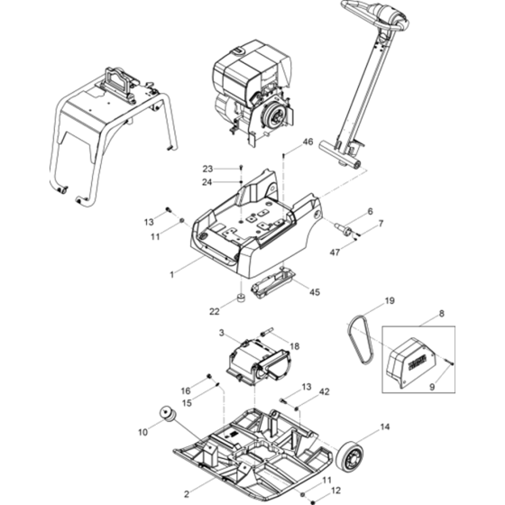 Vibration Plate Assembly for Wacker DPU3070H 5000610041 (Diesel-Recoil Starter) Rev. 107 Reversible Plate Compactors