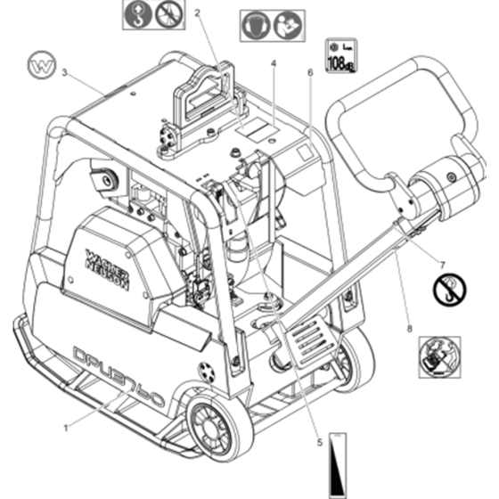 Labels for Wacker DPU3760HTS 5000610358 (Diesel-Recoil Starter) Rev. 100 Reversible Plate Compactors