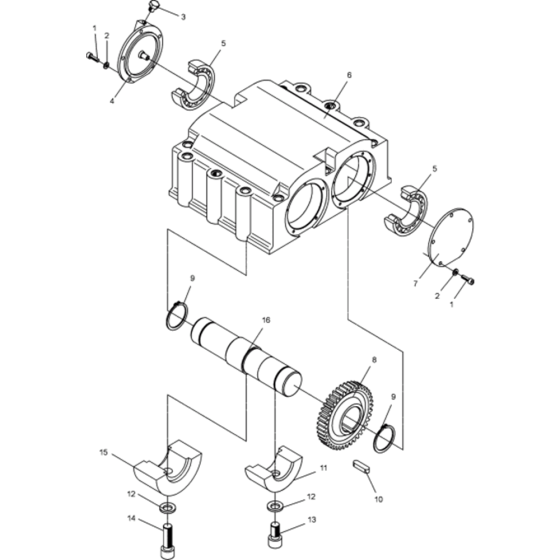 Exciter Assembly for Wacker DPU4045H-5000007935 (Diesel-Crankstarter) Rev.105 Reversible Plate Compactor