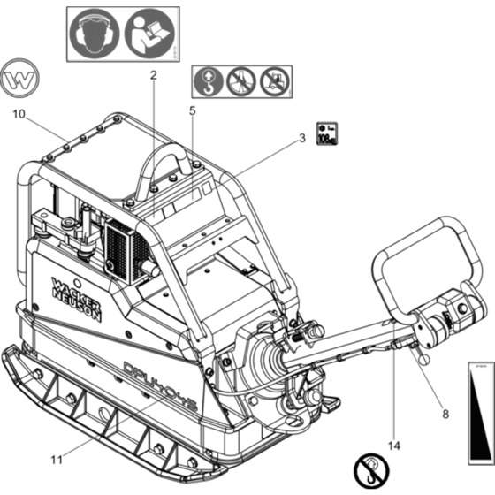 Label Assembly for Wacker DPU4045H-5000610044 (Diesel-Crankstarter) Rev.107 Reversible Plate Compactor