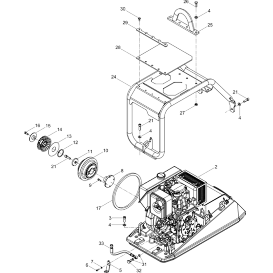 Upper Mass Assembly for Wacker DPU4045H-5000610051 (Diesel-Crankstarter) Rev.107 Reversible Plate Compactor