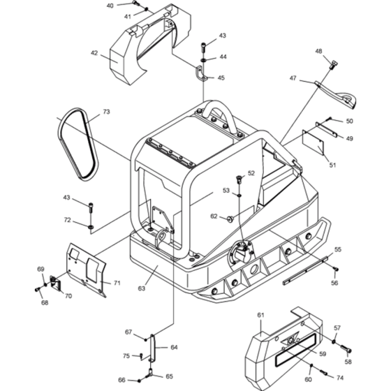 Vibratory Plate-1 Assembly for Wacker DPU4045H-5000007888 (Diesel-Crankstarter) Rev.105 Reversible Plate Compactor