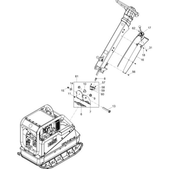 Vibration Plate Assembly for Wacker DPU4545H-5100009661 (Diesel-Crankstarter) Rev.101 Reversible Plate Compactor