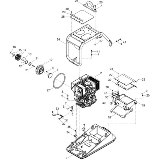 Upper Mass Assembly for Wacker DPU4545HAP-5000610349 (Diesel-Crankstarter) Rev.100 Reversible Plate Compactor