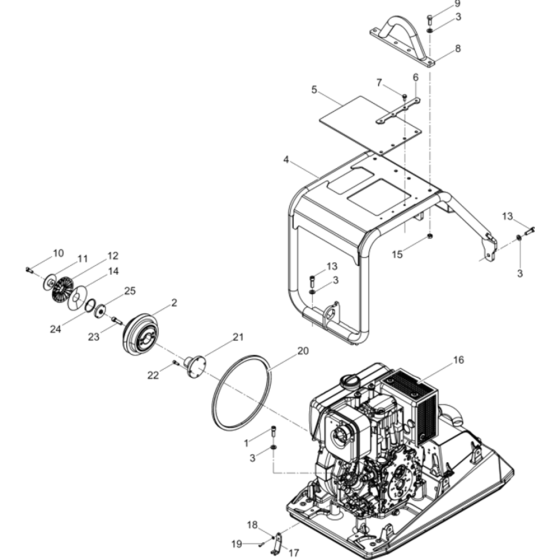 Upper Mass 1 Assembly for Wacker DPU6055-5000011528 Rev.105 Plate Compactor