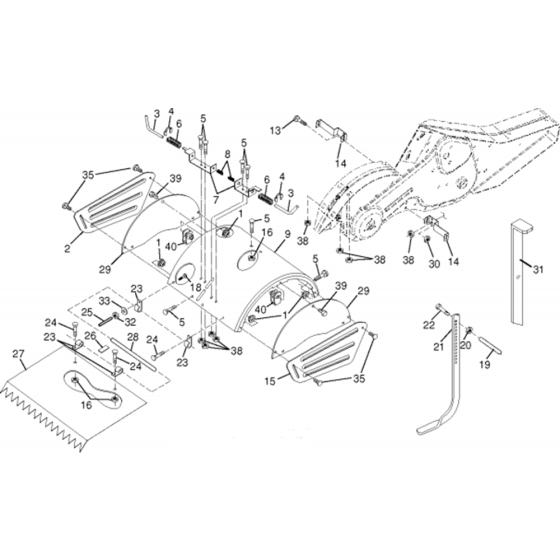 Tine Shield Assembly for Husqvarna DRT 900 E Cultivator/Tiller