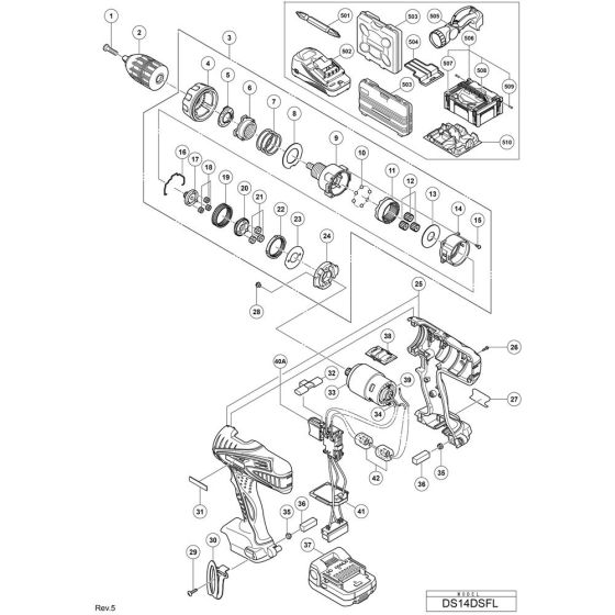 Main Assembly for Hikoki DS14DSFL Cordless Driver Drill