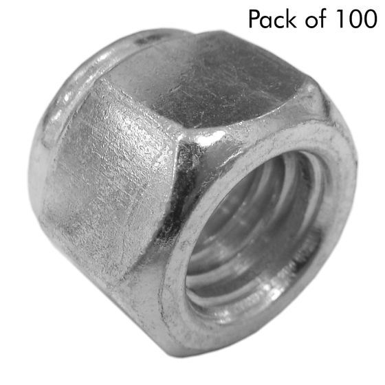 UNC Nylon Insert Locking Nuts, Zinc Plated, Size: 3/8". Pack of 100