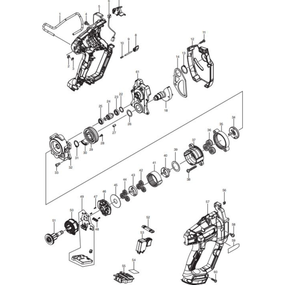 Main Assembly for Makita DSC102ZJ Cordless Steel & Threaded Rod Cutter