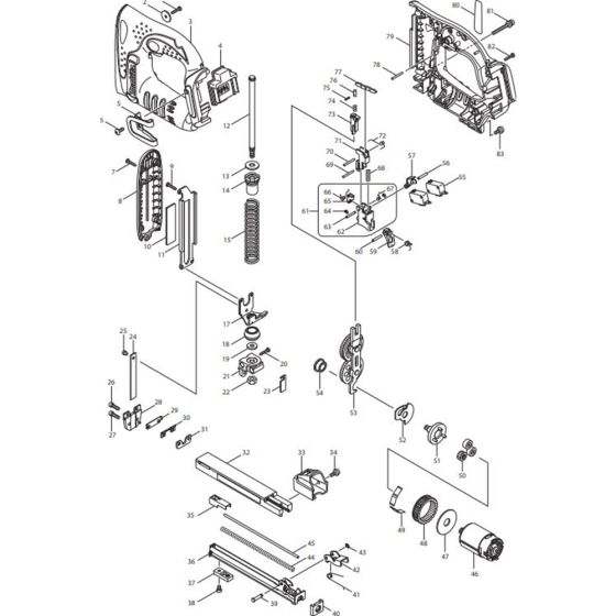 Main Assembly for Makita DST110Z Cordless Stapler