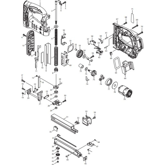 Main Assembly for Makita DST221Z Cordless Stapler