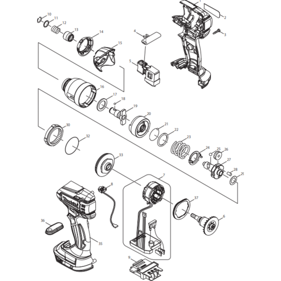 Main Assembly for Makita DTD136Z Cordless Impact Driver