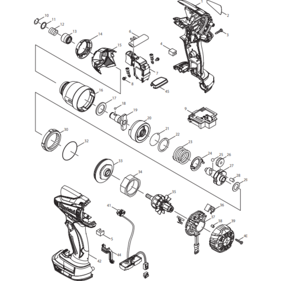 Main Assembly for Makita DTD146RMJ Cordless Impact Driver