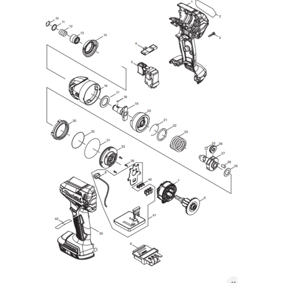 Main Assembly for Makita DTD153Z Cordless Impact Driver